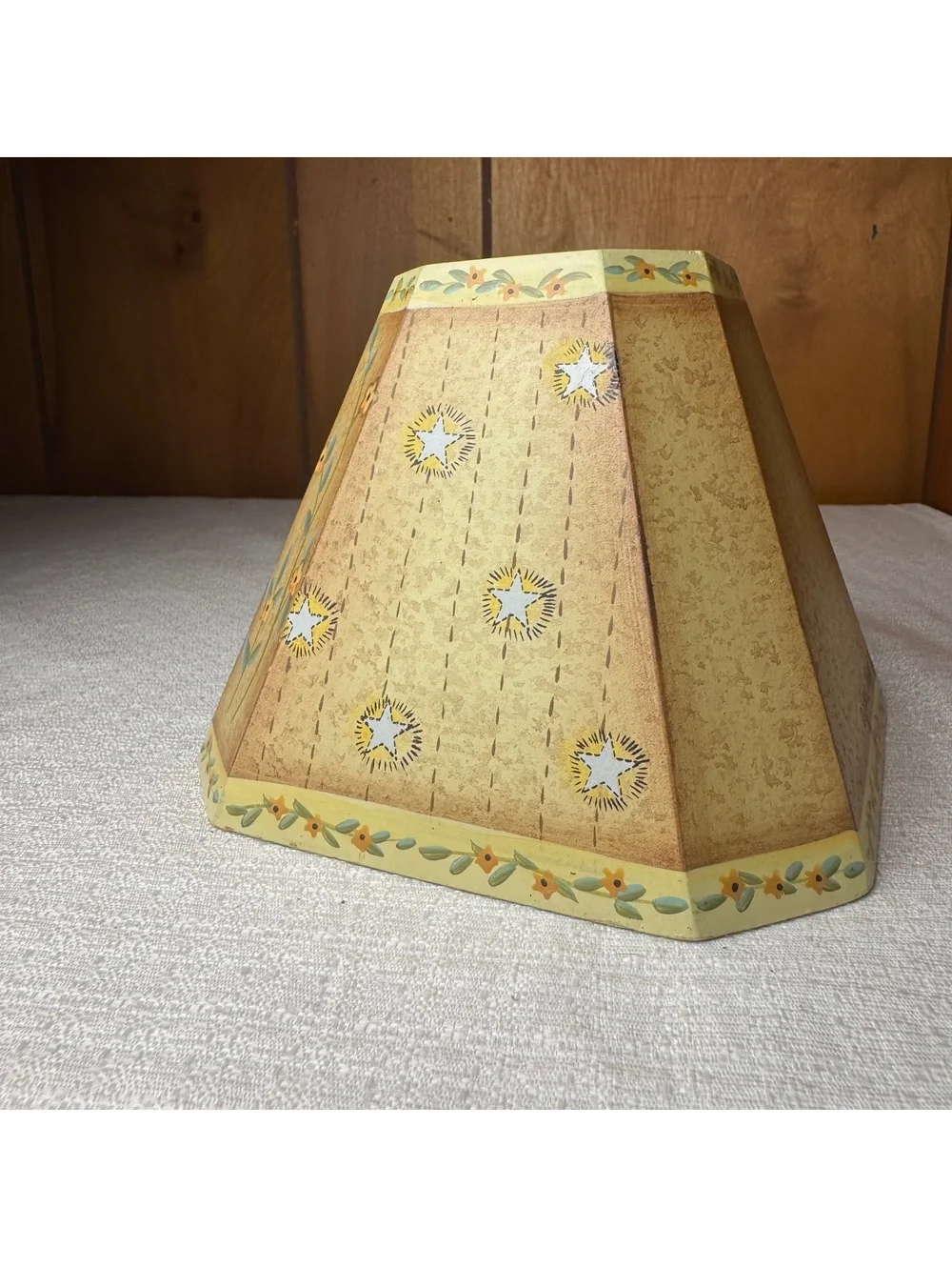 Vintage Susan Winget Wooden Lamp Shade Folk Art Family House Country Decor